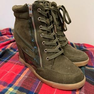 Army Green wedges shoedazzle